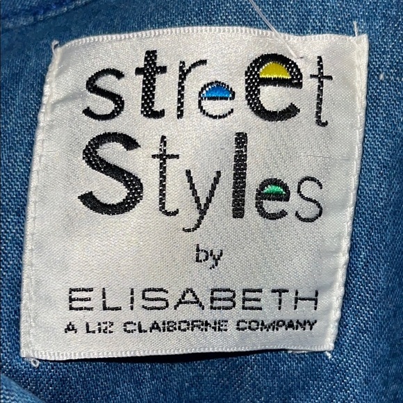 NWT Liz Claiborne Dark Blue Denim Button-Down Shirt Size 14 #265 - Picture 2 of 12